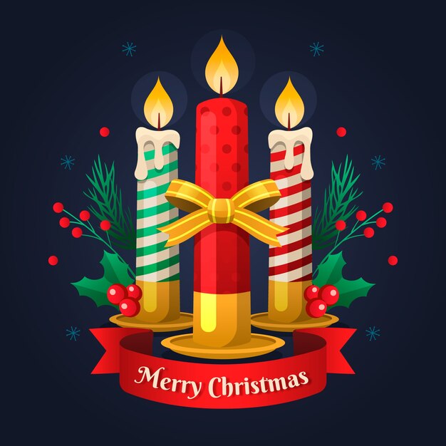 Flat design christmas candle background concept