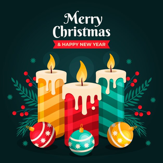 Flat design christmas candle background concept