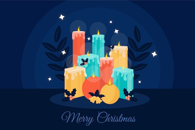 Flat design christmas candle background