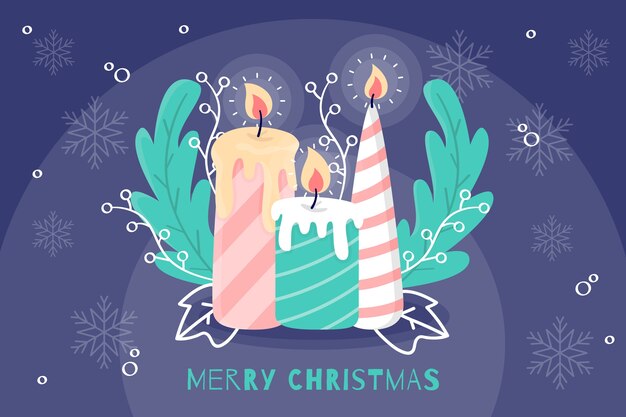 Flat design christmas candle background