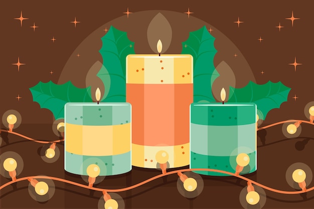 Free Vector flat design christmas candle background