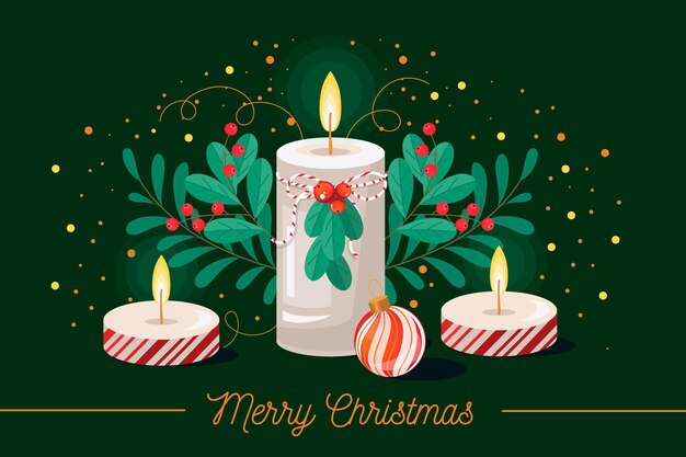 Flat design christmas candle background