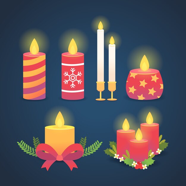 Flat design christmas candle collection