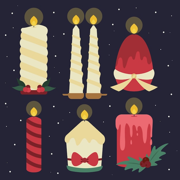 Flat design christmas candle collection