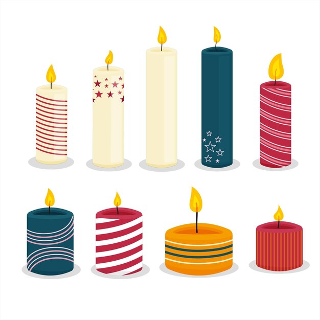 Flat design christmas candle set