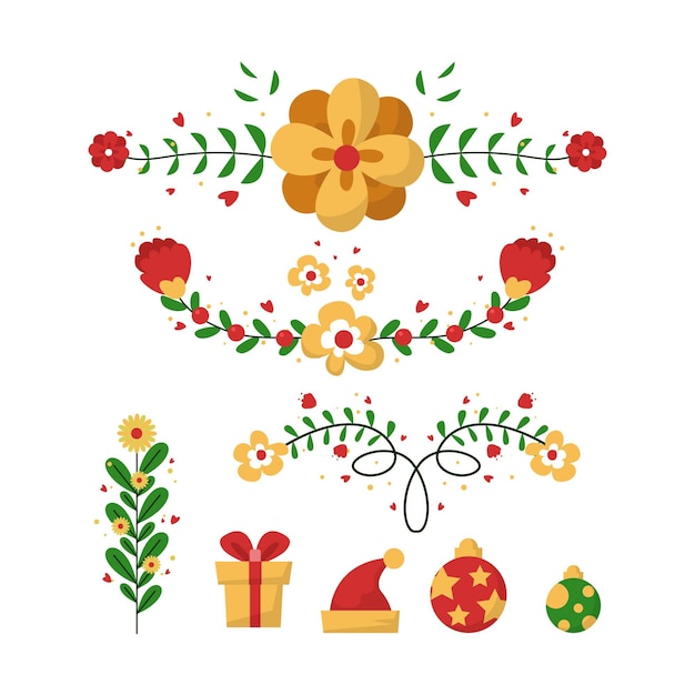 Flat design christmas decoration collection