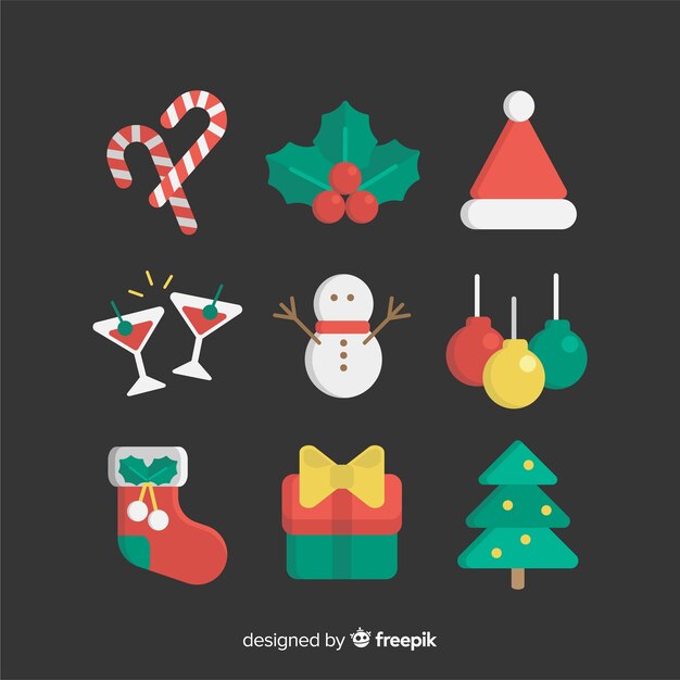 Flat design of christmas element collection