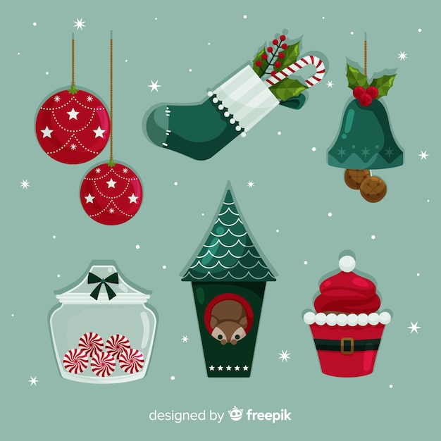 Flat design of christmas element collection