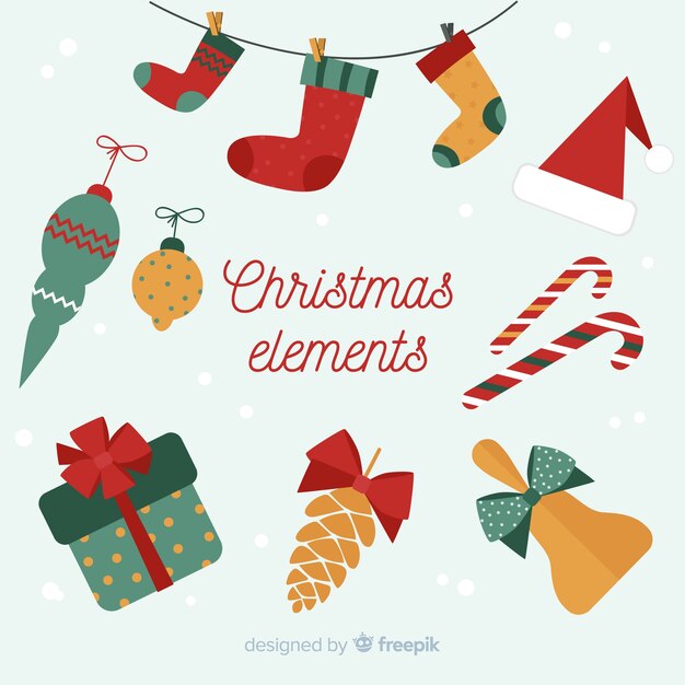 Flat design of christmas element collection