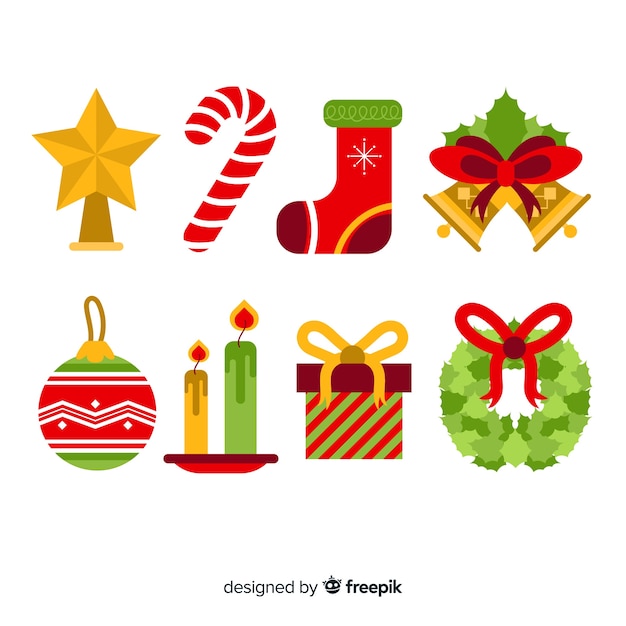 Flat design of christmas element collection