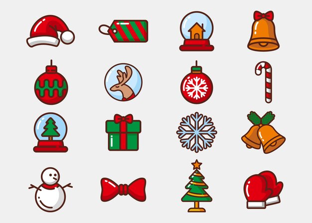 Flat design christmas element collection