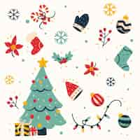 Free vector flat design christmas element collection