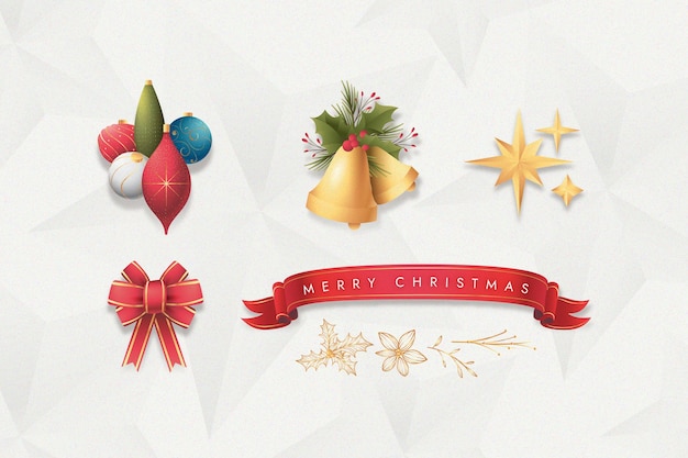 Flat design christmas element collection