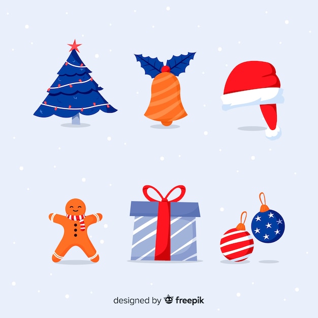 Flat design christmas element set