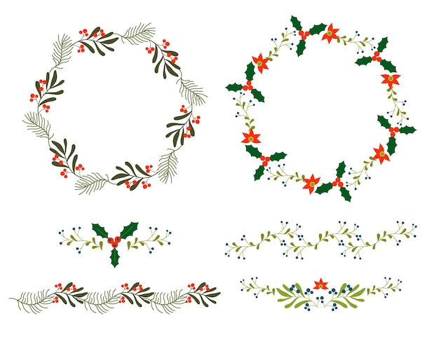 Flat design christmas flower collection