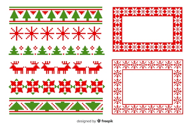 Flat design christmas frames and borders pack