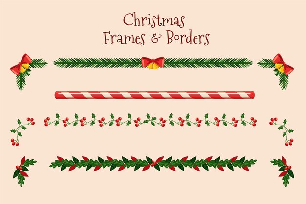 Flat design christmas frames and borders