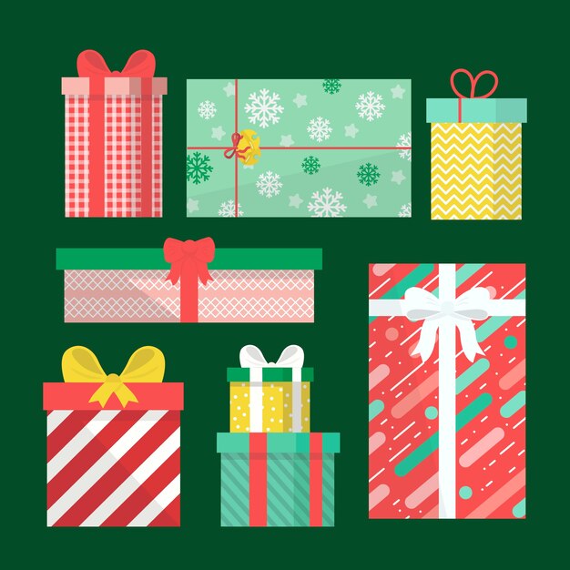 Flat design christmas gift collection