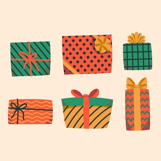 Free Vector flat design christmas gift collection