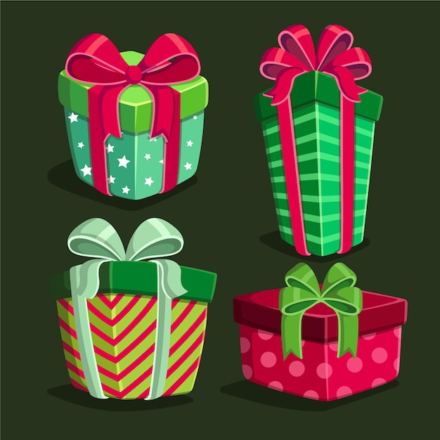 Flat design christmas gift collection