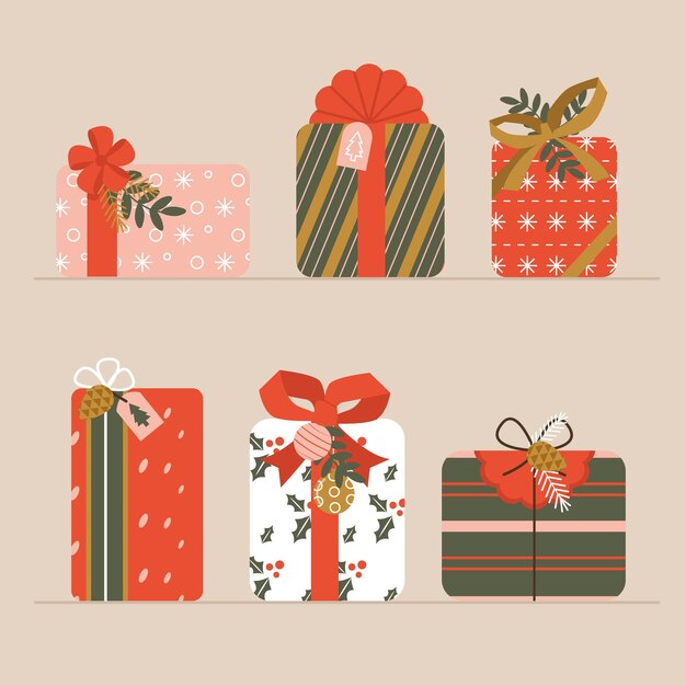 Flat design christmas gift collection