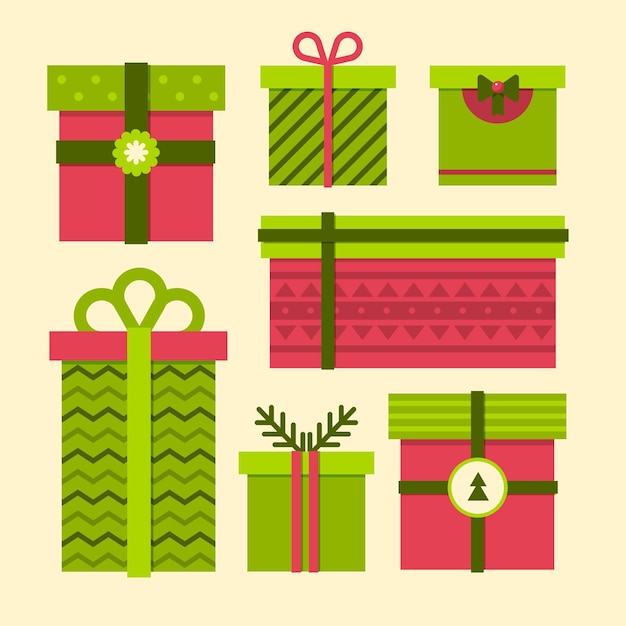 Free Vector flat design christmas gift collection