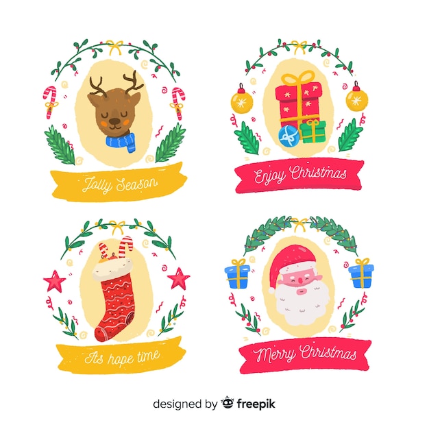 Free vector flat design christmas label collection