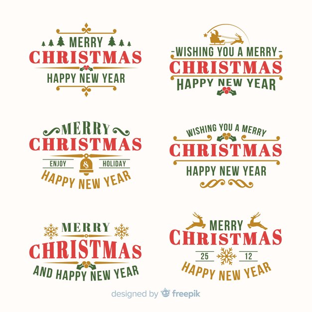 Flat design christmas label collection