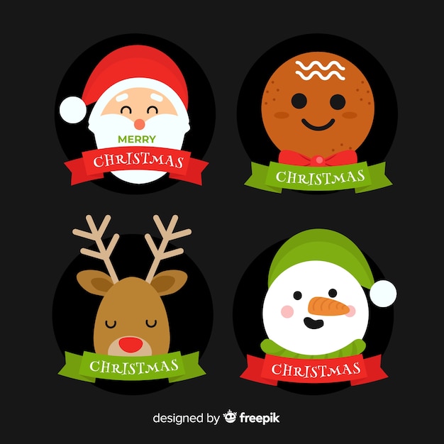 Free vector flat design christmas label collection