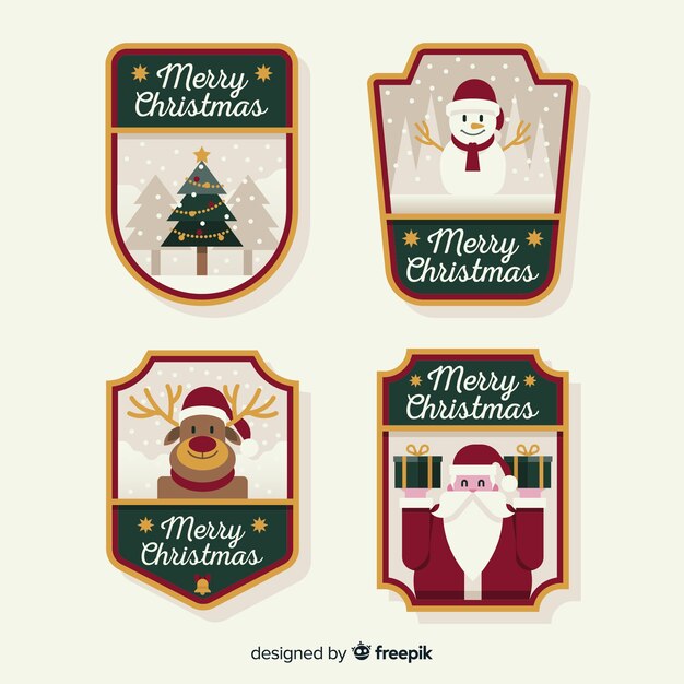 Flat design christmas label collection