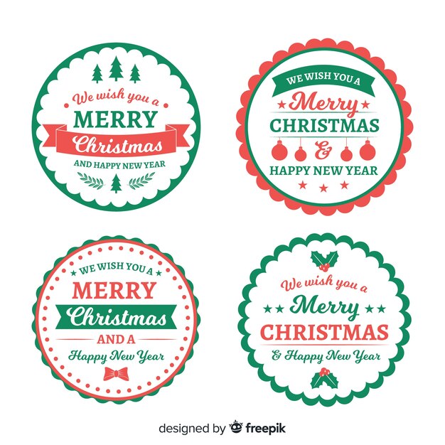 Flat design christmas label collection