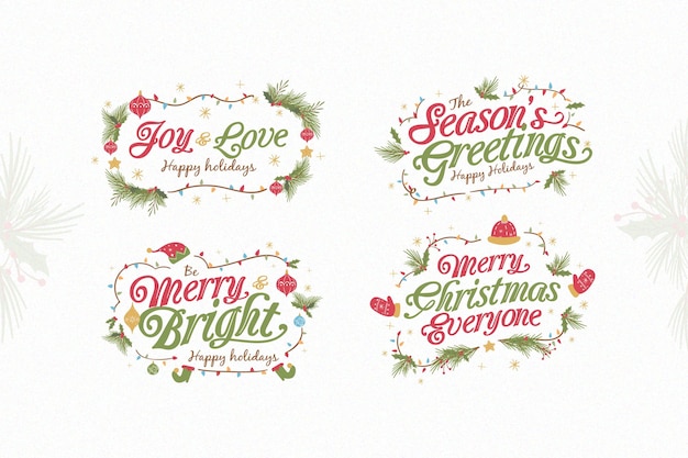 Flat design christmas label set