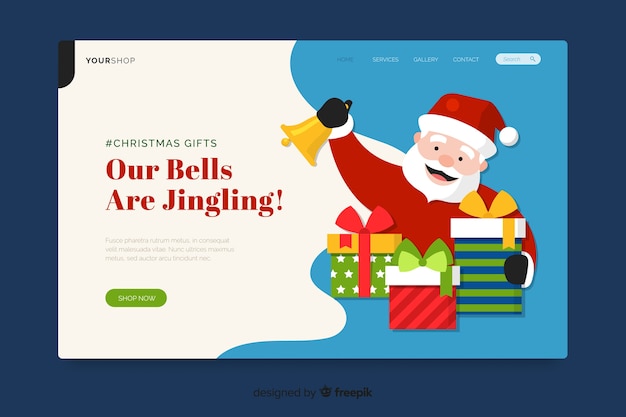 Free Vector flat design christmas landing page template