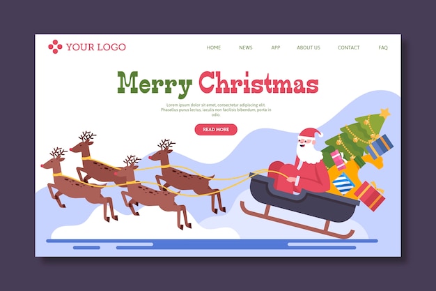 Free vector flat design christmas landing page template