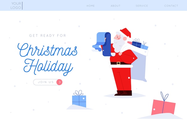 Free vector flat design christmas landing page template