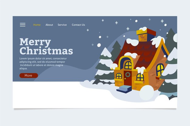 Flat design christmas landing page template