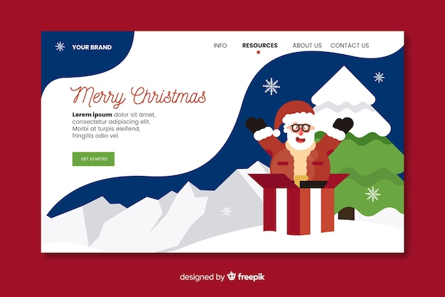 Flat design christmas landing page