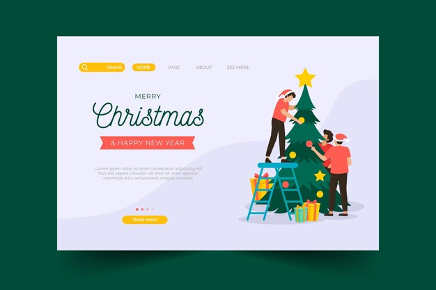 Flat design christmas landing page