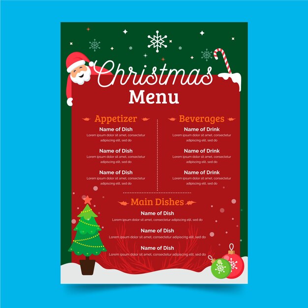 Flat design christmas menu template