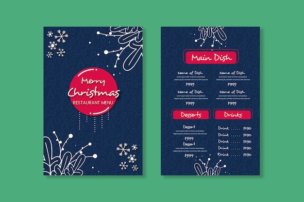 Flat design christmas menu template