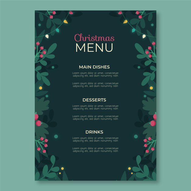 Flat design christmas menu template