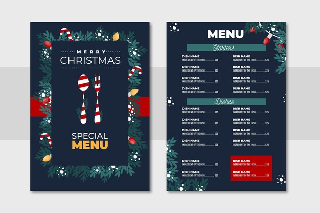 Flat design christmas menu template