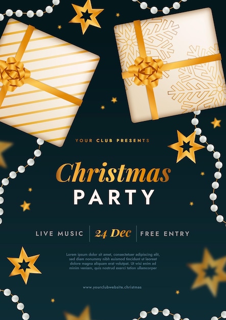 Flat design christmas party invitation poster