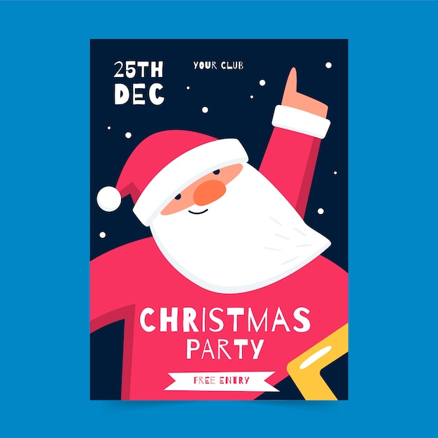 Free Vector flat design christmas party poster template