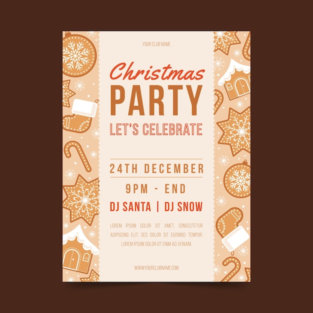 Flat design christmas party poster template