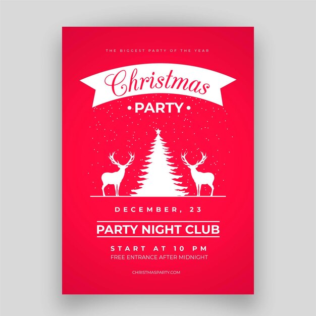 Flat design christmas party poster template