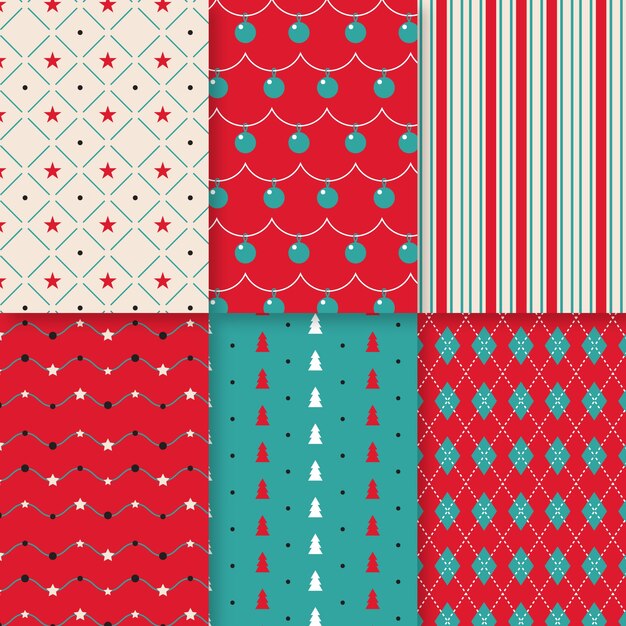 Flat design christmas pattern collection