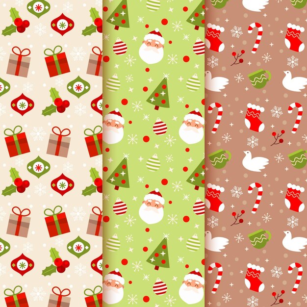 Flat design christmas pattern collection