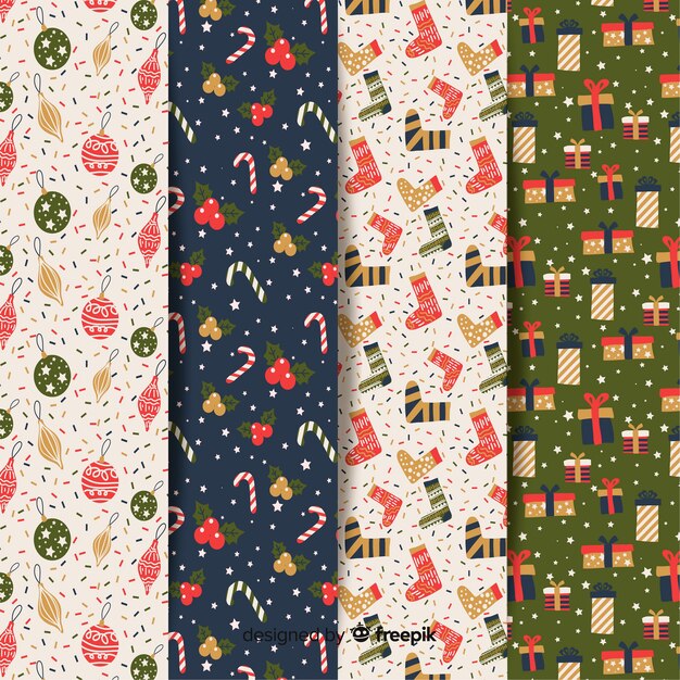 Flat design christmas pattern collection