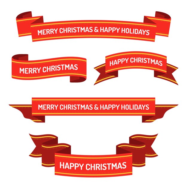 Flat design christmas ribbon collection